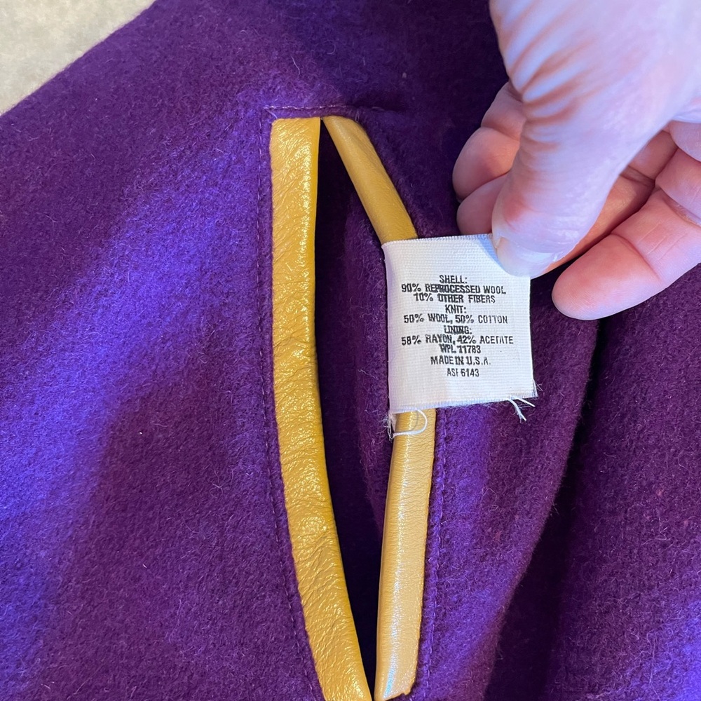 Vintage Women’s XL Holloway Purple and Gold Wool School Varsity Jacket - Picture 5 of 7